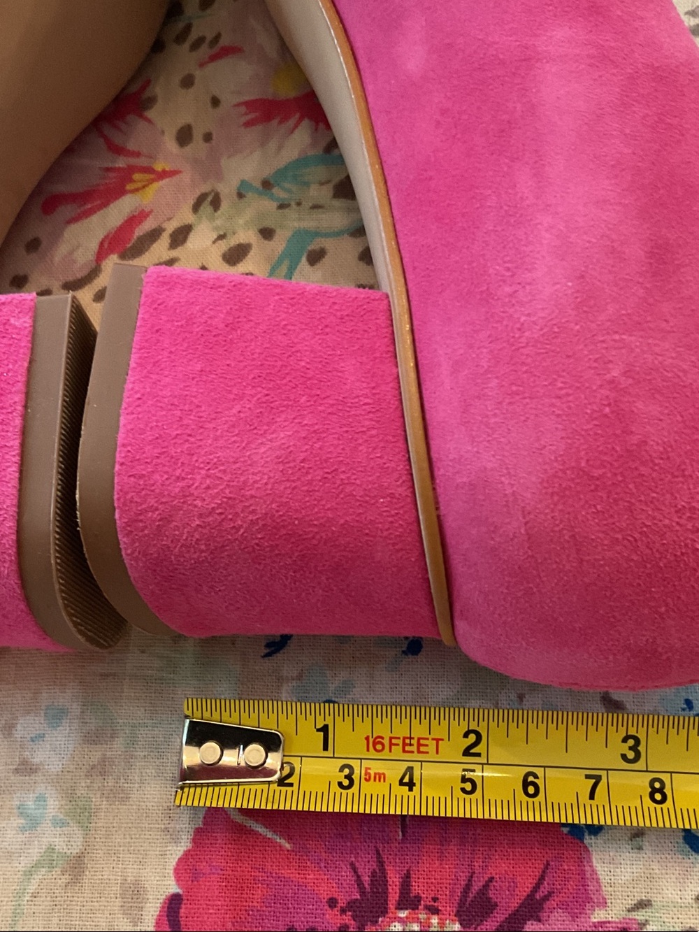 Talbots Pink Suede Block Heel Pumps with Covered Buckle - Picture 7 of 8